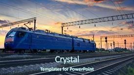  Presentation with railroad - Colorful PPT theme enhanced with sunset and colorful sky train backdrop and a ocean colored foreground