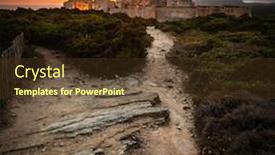  Presentation with storm - Beautiful slide deck featuring sunset-and-storm-over backdrop and a tawny brown colored foreground