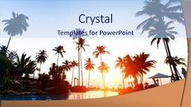  Presentation with resort - Presentation theme with sunset at a beach resort background and a light blue colored foreground
