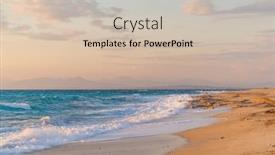  Presentation with sunset beach - Presentation featuring sunset-at-agios-ioannis-beach background and a soft green colored foreground