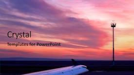  Presentation with aircraft electrical - Audience pleasing slides consisting of sunset at airfield cloudscape backdrop and a coral colored foreground