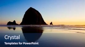  Presentation with sunset beach - Presentation theme consisting of sunset at cannon beach oregon background and a navy blue colored foreground