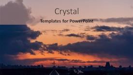  Presentation with city silhouette - Slide deck having sunset-at-city-with-building background and a coral colored foreground