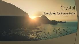  Presentation with dark forest - PPT theme with sunset-at-mountainous-islands background and a coral colored foreground