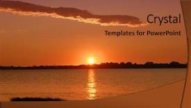  Presentation with sunset - Presentation theme consisting of sunset-at-ria-de-aveiro background and a red colored foreground