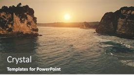 Presentation with ocean surface - Amazing slides having sunset-at-rock-shore backdrop and a violet colored foreground