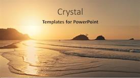  Presentation with sea sun - Amazing presentation design having sunset-at-sea-bay-waves backdrop and a coral colored foreground