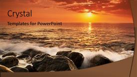  Presentation with art seascape nature sea - Theme enhanced with sunset at sea storm seascape background and a red colored foreground