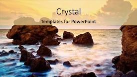  Presentation with art seascape nature sea - Audience pleasing slide set consisting of sunset at sea storm seascape backdrop and a blonde colored foreground