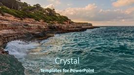  Presentation with tropical beach sunset - Slide set featuring sunset-at-small-tropical-borgit background and a ocean colored foreground