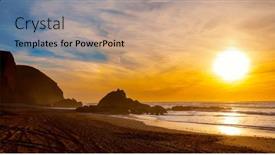  Presentation with morocco - PPT theme featuring sunset-at-the-beach-morocco background and a coral colored foreground