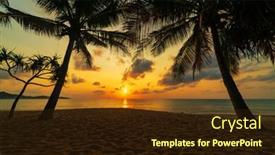  Presentation with sunset beach - PPT theme enhanced with sunset-at-the-beach background and a wine colored foreground