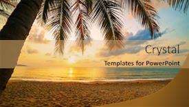 Presentation with sunset beach - Cool new presentation theme with sunset-at-the-beach backdrop and a yellow colored foreground