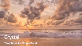  Presentation with virginia - PPT layouts consisting of sunset at the beach background and a coral colored foreground