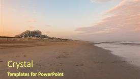  Presentation with sunset beach - PPT theme consisting of sunset-at-the-north-sea background and a tawny brown colored foreground