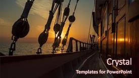  Presentation with sailboat - Beautiful PPT theme featuring sunset at the sailboat deck backdrop and a wine colored foreground