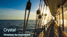  Presentation with deck of card - PPT theme consisting of sunset at the sailboat deck background and a tawny brown colored foreground