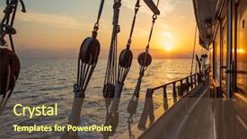  Presentation with deck of card - Presentation theme featuring sunset at the sailboat deck background and a tawny brown colored foreground