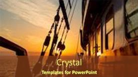  Presentation with cyclades - Slides with sunset at the sailboat deck while cruising in the cyclades in greece background and a tawny brown colored foreground