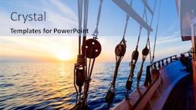  Presentation with cyclades - Theme featuring sunset at the sailboat deck while cruising in the cyclades in greece background and a light blue colored foreground