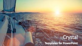  Presentation with sunset sailing - Beautiful theme featuring sunset at the sea on a sailing yacht backdrop and a coral colored foreground