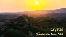  Presentation with ancient greek - Colorful slide deck enhanced with sunset-at-valley backdrop and a wine colored foreground