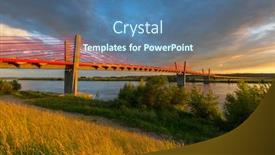  Presentation with cable - Colorful PPT theme enhanced with sunset at vistula river and cable stayed bridge of kwidzyn poland backdrop and a ocean colored foreground