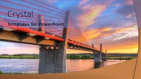  Presentation with cable - Presentation having sunset at vistula river and cable stayed bridge of kwidzyn poland background and a light blue colored foreground