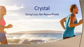  Presentation with healthy lifestyle - Amazing PPT theme having sunset banner panorama healthy sports backdrop and a sky blue colored foreground