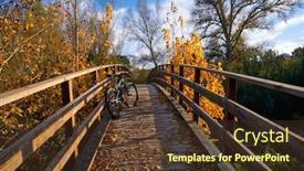  Presentation with wood bridge - Amazing slides having sunset bike on autumn fall wood bridge at parque de turia of valencia park in spain backdrop and a tawny brown colored foreground