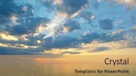  Presentation with beautiful midnight sun over - Presentation design with sunset blue - beautiful sunrise over the ocean background and a yellow colored foreground