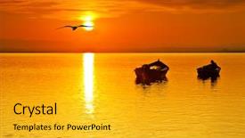  Presentation with rest - Colorful PPT layouts enhanced with sunset blue - rest of the fishermen backdrop and a  colored foreground