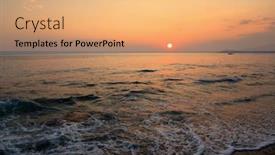  Presentation with mediterranean - Presentation theme with sunset-by-the-mediterranean-sea background and a coral colored foreground