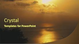  Presentation with ocean surface - PPT theme with sunset-calm-ocean-thailand-national background and a tawny brown colored foreground