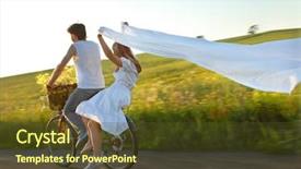  Presentation with fun - Slides featuring sunset canola field - having fun together background and a tawny brown colored foreground