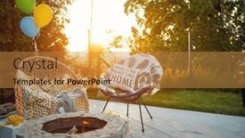  Presentation with gold balloons - Slide deck enhanced with sunset-celebration-in-the-backyard background and a  colored foreground