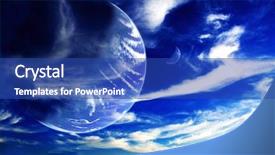  Presentation with elements - Amazing slide deck having sunset cloud and planet element backdrop and a ocean colored foreground