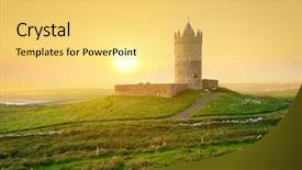  Presentation with castle - Presentation theme enhanced with sunset co clare ireland background and a yellow colored foreground