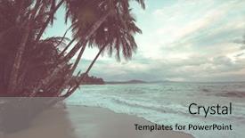  Presentation with ocean wave - Presentation featuring sunset colors oahu beach usa background and a light gray colored foreground