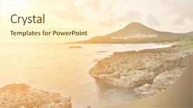  Presentation with coast line - Colorful PPT theme enhanced with sunset coral coast line at kenting national park taiwan asia backdrop and a cream colored foreground
