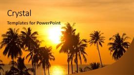  Presentation with divine - Beautiful presentation theme featuring sunset divine palm paradise backdrop and a  colored foreground
