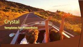  Presentation with classic car - Presentation design enhanced with sunset drive in classic vintage background and a tawny brown colored foreground