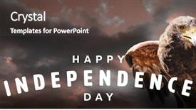  Presentation with independence day - Beautiful PPT theme featuring sunset eagle - happy independence day against blue backdrop and a  colored foreground