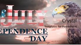  Presentation with independence day - PPT theme consisting of sunset eagle - independence day graphic against blue background and a  colored foreground