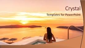  Presentation with honeymoon - Presentation theme featuring sunset europe resort destination holiday background and a lemonade colored foreground