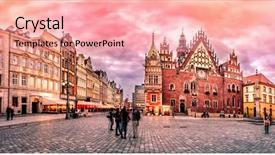  Presentation with town hall - Theme featuring sunset evening poland europe hdr background and a lemonade colored foreground