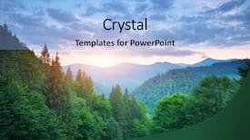  Presentation with green hills - Cool new slide deck with sunset fir and spruce backdrop and a light blue colored foreground
