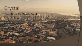  Presentation with manila - Colorful slide deck enhanced with sunset-harbour-city-with-ships backdrop and a coral colored foreground