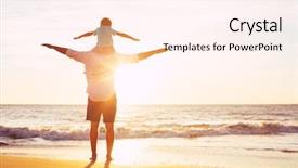  Presentation with sunset beach - Slide deck having sunset having quality family time background and a sky blue colored foreground