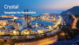 Presentation with coal industry - Theme consisting of sunset hong kong coal power background and a teal colored foreground